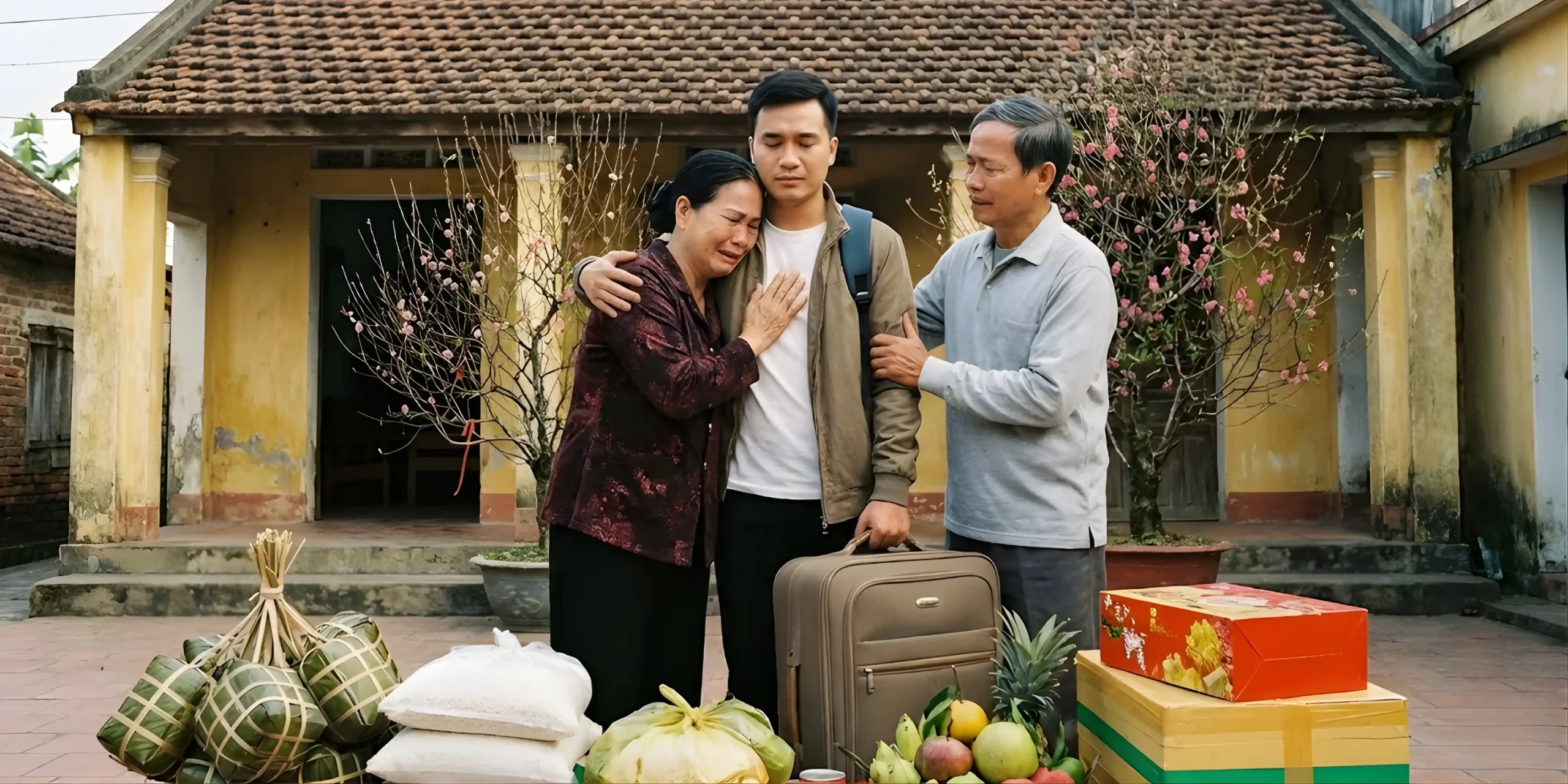 Cái ôm thật chặt của ba mẹ trước khi con lên đường trở lại thành phố