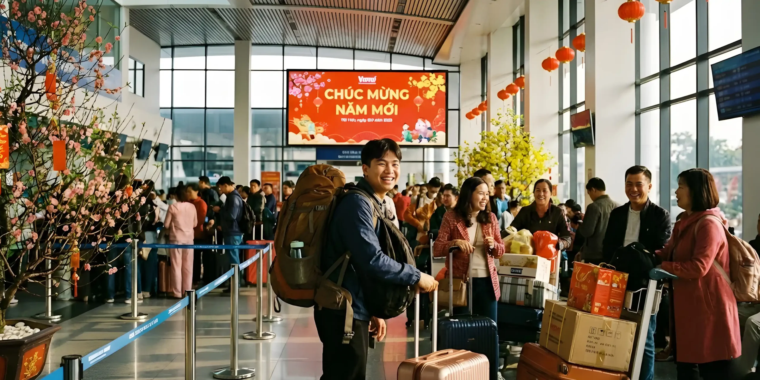 Ai nấy đều háo hứng chờ từng giây để được lên chuyến bay về nhà