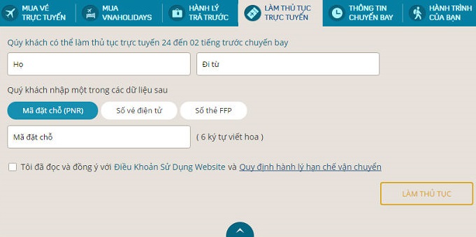 Hướng dẫn check in trực tuyến Vietnam Airlines.